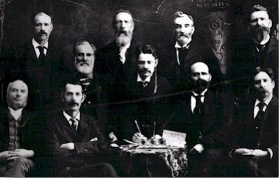 Black and white image of the Algoma Mutual Insurance Company founders